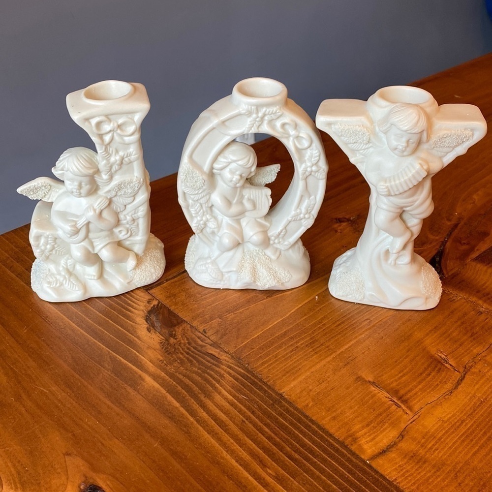 JOY Angels Candle Holders EUC